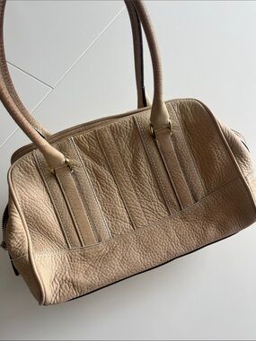 Vintage Coach Beige Leather Tote Bag - Classic Structured Handbag